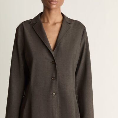 Lee Mathews Myles Wool Tailored Shirt — Chocolate - Image 2
