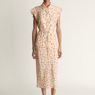 Lee Mathews Flora Silk SS Shirt — Lemon - Image 1