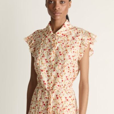 Lee Mathews Flora Silk SS Shirt — Lemon - Image 2