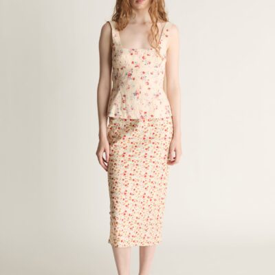 Lee Mathews Flora Silk Bias Skirt — Lemon - Image 1