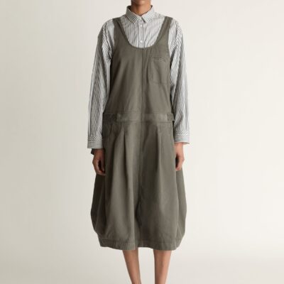 Lee Mathews Harper Drill Apron Dress — Slate - Image 1