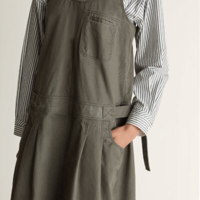 Lee Mathews Harper Drill Apron Dress — Slate - Image 2