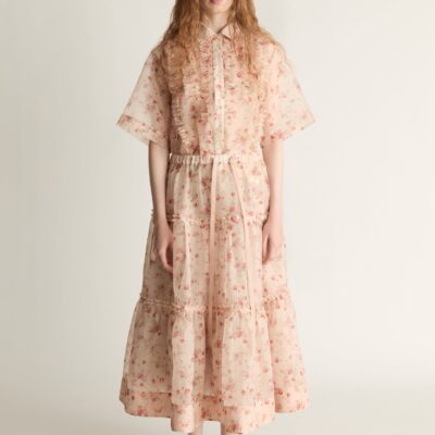 Lee Mathews Emily Organza Tiered Skirt — Powder - Image 1
