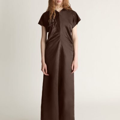 Lee Mathews Stella Silk Satin Maxi Dress — Chocolate - Image 1