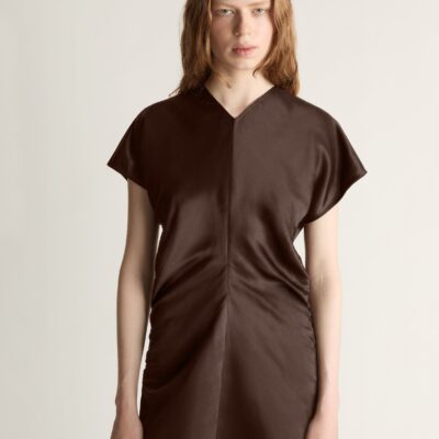 Lee Mathews Stella Silk Satin Maxi Dress — Chocolate - Image 2