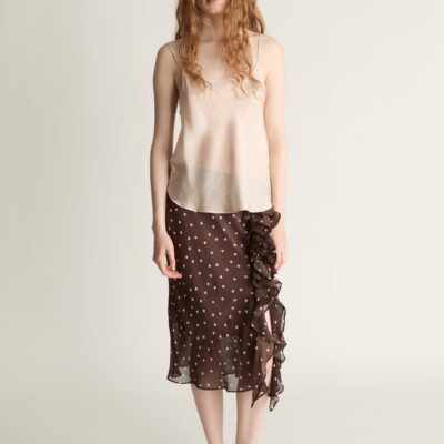 Lee Mathews Beatrice Georgette Skirt — Chocolate - Image 1