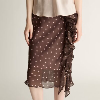 Lee Mathews Beatrice Georgette Skirt — Chocolate - Image 2