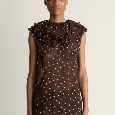 Lee Mathews Beatrice Georgette Top — Chocolate - Image 1