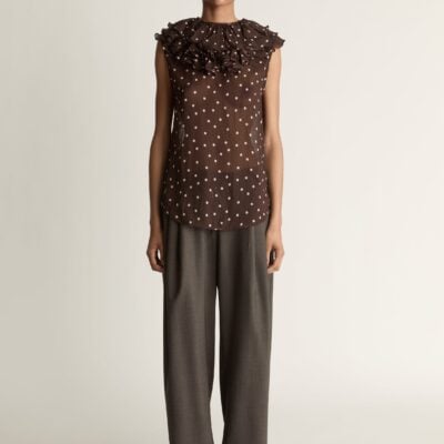 Lee Mathews Beatrice Georgette Top — Chocolate - Image 2