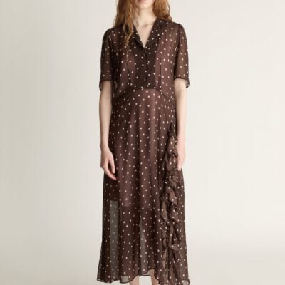 Lee Mathews Beatrice Georgette Dress — Chocolate - Image 1