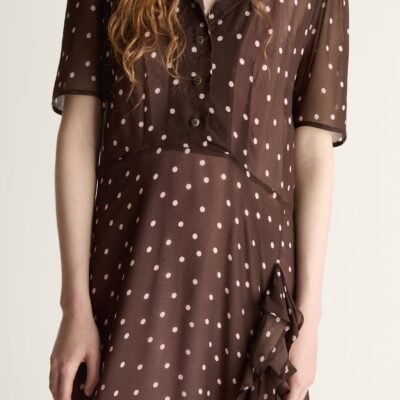 Lee Mathews Beatrice Georgette Dress — Chocolate - Image 2