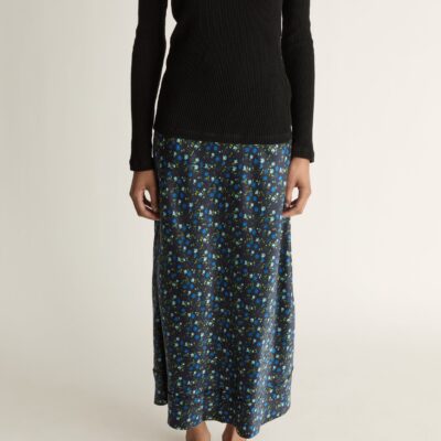 Lee Mathews Bella Silk Skirt — Navy - Image 2