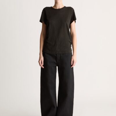 Lee Mathews Tilly Linen Jersey Tee — Black - Image 1