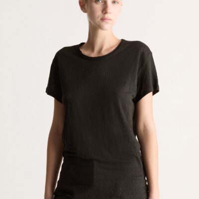 Lee Mathews Tilly Linen Jersey Tee — Black - Image 2