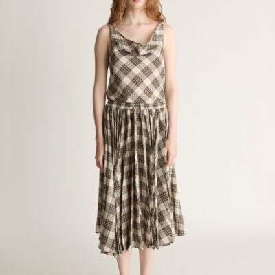 Lee Mathews Rowan Pleat Skirt — Khaki - Image 1