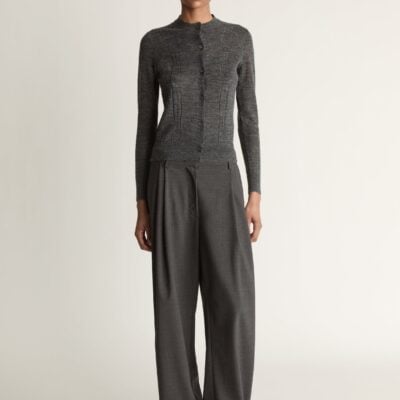 Lee Mathews Mila Cable Knit Cardigan — Charcoal - Image 1