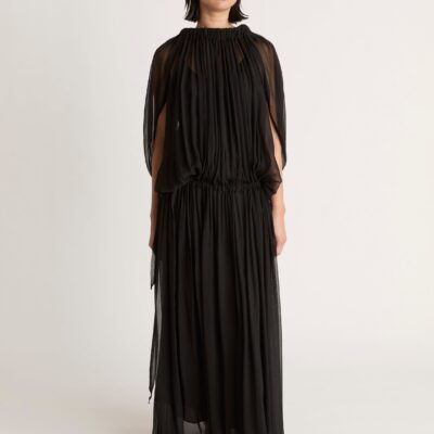 Lee Mathews Liana Drape Dress — Black - Image 1