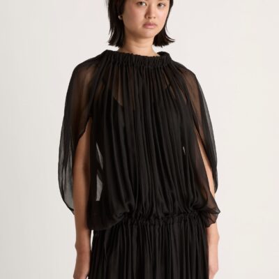 Lee Mathews Liana Drape Dress — Black - Image 2
