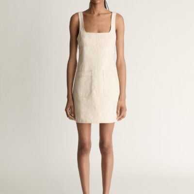 Lee Mathews Lenny Canvas Mini Dress — Oat - Image 1