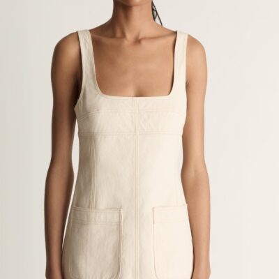 Lee Mathews Lenny Canvas Mini Dress — Oat - Image 2