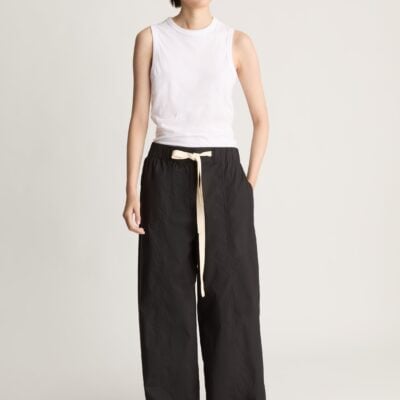 Lee Mathews LM Poplin Wide Leg Pant — Black - Image 1
