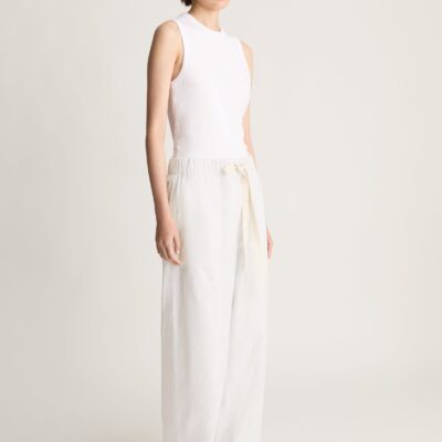 Lee Mathews LM Poplin Wide Leg Pant — Natural - Image 1