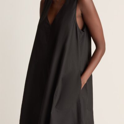 Lee Mathews LM Poplin Apron Dress — Black - Image 2