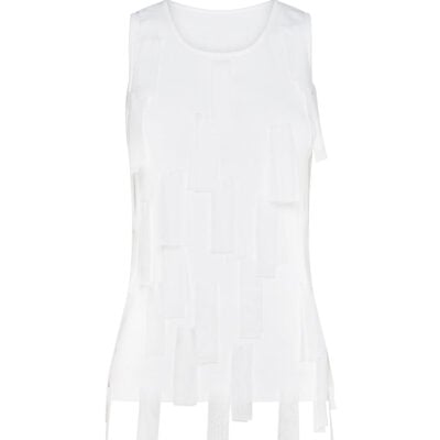 Manning Cartell Fringe Accents Top — WHITE - Image 1