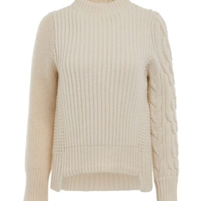 MARAIS Wool Mohair Knit Pullover in Off White - Image 1
