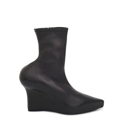MARAIS Wedge Ankle Boot in Stretch Leather in Black - Image 1