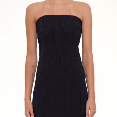 MARAIS Viscose Rib Long Dress in Navy — BLUE - Image 1