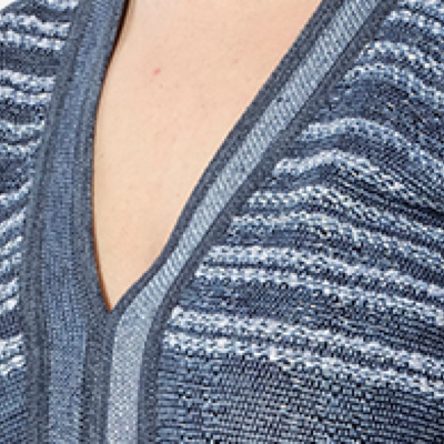 MARAIS V Neck Knit Dress in Blue - Image 2