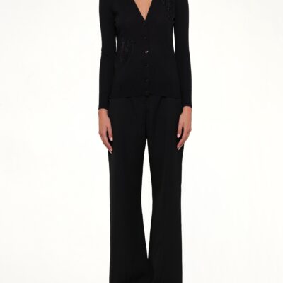 MARAIS V Neck Cardigan in Black - Image 2