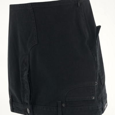 MARAIS Upside Down Denim Mini Skirt in Black - Image 2