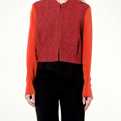 MARAIS Tweed Jacket in Red/Black - Image 1