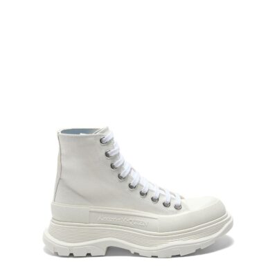 MARAIS Tread Slick Canvas Lace-Up Boots in White - Image 1