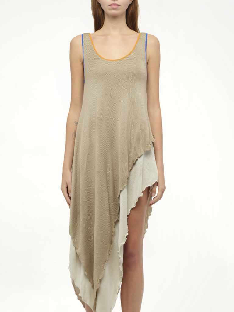 Loewe Tank Top Knit Dress in Sand — BROWN
