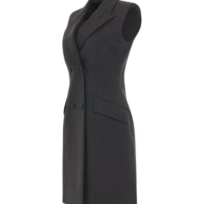 MARAIS Tailored Sleeveless Dress in Grey — GREY MIX - Image 2