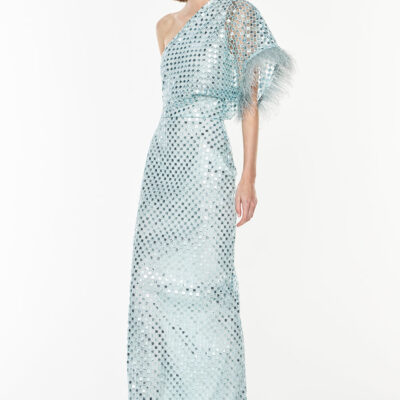 Manning Cartell Checkerboard Sequin Gown — MINTED SAGE - Image 1