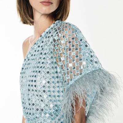 Manning Cartell Checkerboard Sequin Gown — MINTED SAGE - Image 2