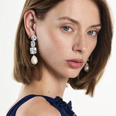 Manning Cartell Diamante Pearl Large Earrings — GOLD - Image 1