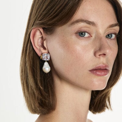 Manning Cartell Diamante Pearl Small Earrings — GOLD - Image 1