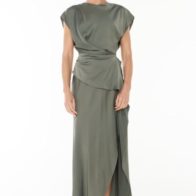 Manning Cartell Fluid Notion Drape Dress — DARK SAGE - Image 1