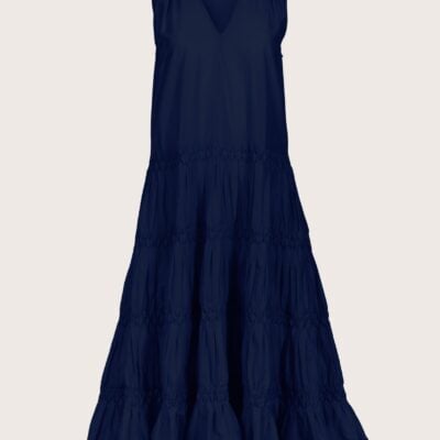 Merlette NYC Wallis Smocked Dress in Navy - Image 2
