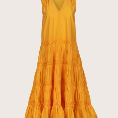 Merlette NYC Wallis Smocked Dress in Marigold - Image 1