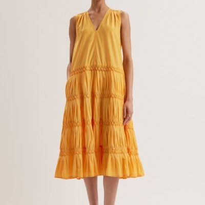 Merlette NYC Wallis Smocked Dress in Marigold - Image 2