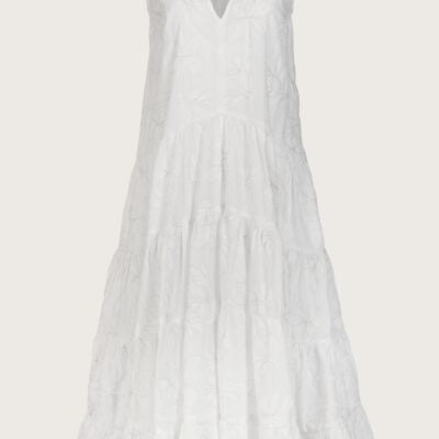 Merlette NYC Wallis Embroidered Dress in White Silver — White/Silver - Image 1