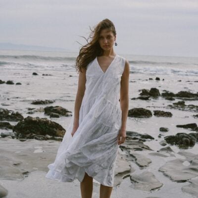 Merlette NYC Wallis Embroidered Dress in White Silver — White/Silver - Image 2