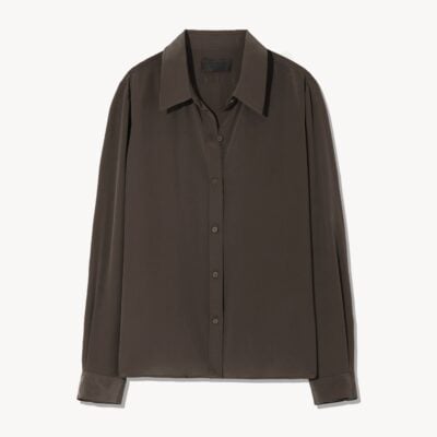 Nili Lotan SIMONE SILK SHIRT — CHOCOLATE BROWN - Image 1