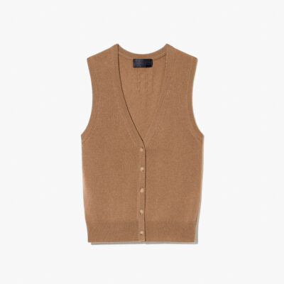 Nili Lotan PORTER CASHMERE SWEATER VEST — PEBBLE GREY HEATHER - Image 1